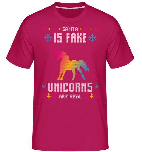 Preview: Santa Is Fake Unicorns Are Real -  Shirtinator Men's T-Shirt - Magenta - Front