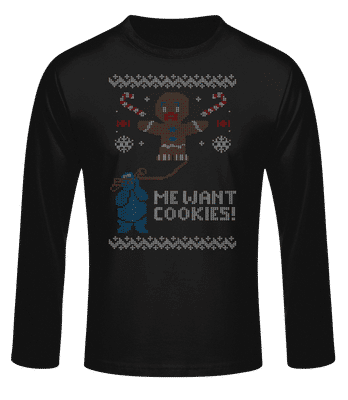 Ugly Cookie Monster - T-shirt à manches longues standard Homme - Noir - Devant