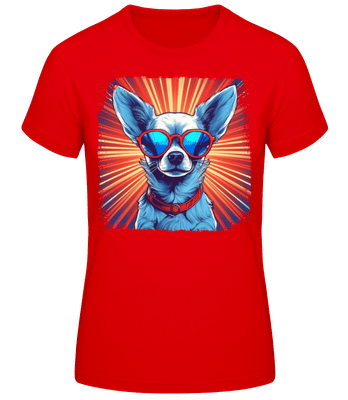 Chihuahua Hippie Look - T-shirt standard Femme - Rouge - Devant