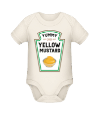 Baby Yummy Yellow Mustard 2023 - Baby Bio Strampler - Creme - Vorne