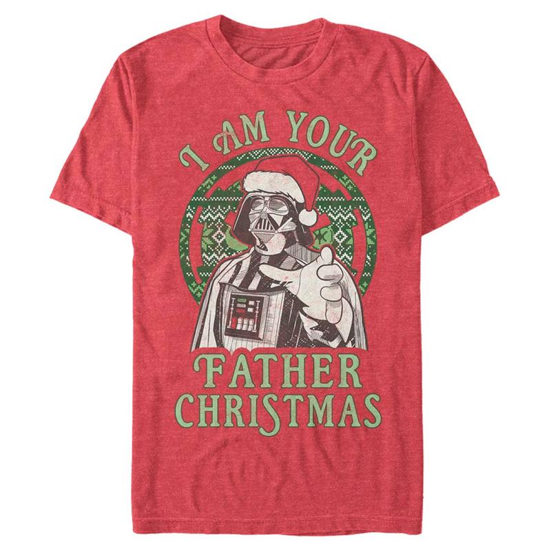 Vista previa: Star Wars - Darth Vader Vader Navi Dad - Navidad - Hombres Camiseta - Rojo moteado - delante