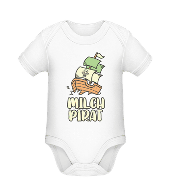 Baby Milch Pirat - Baby Bio Strampler - Weiß - Vorne
