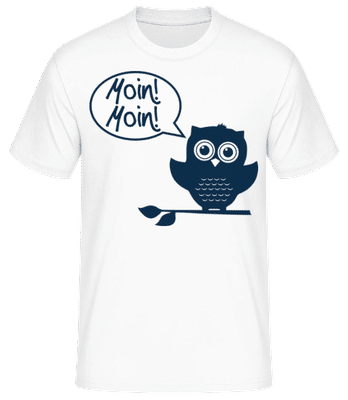 Moin, Moin! - Eule - Männer Basic T-Shirt - Weiß - Vorne