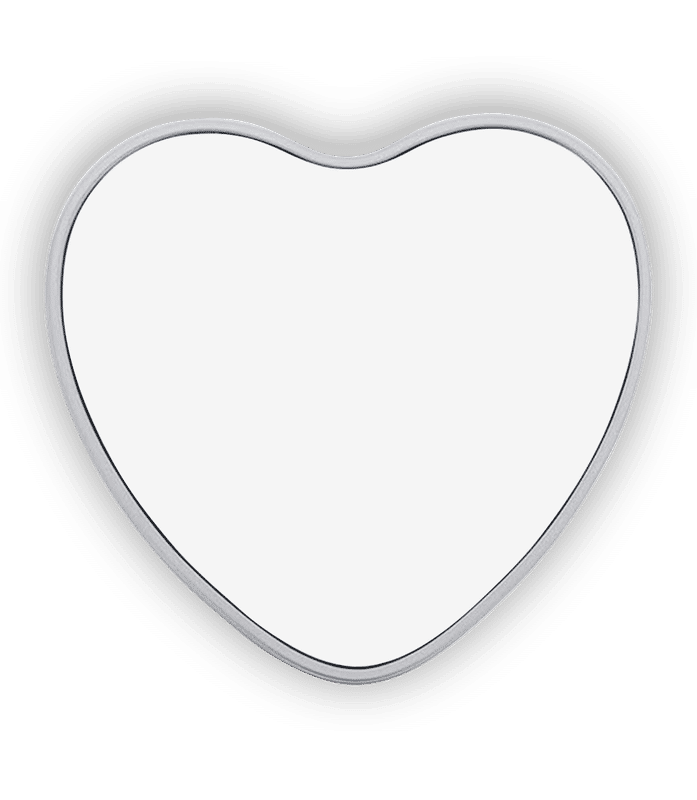 Aperçu: Boîte en forme de cœur personnalisée - Blanc / Argenté - Devant