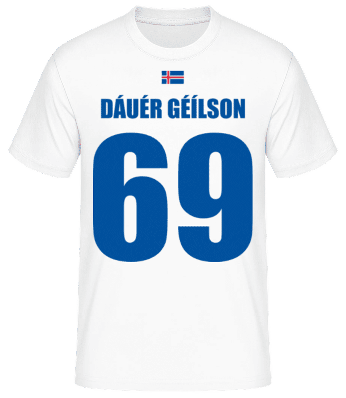 Vorschau: Island Fußball Trikot Dáuér Géílson - Männer Basic T-Shirt - Weiß - Vorne