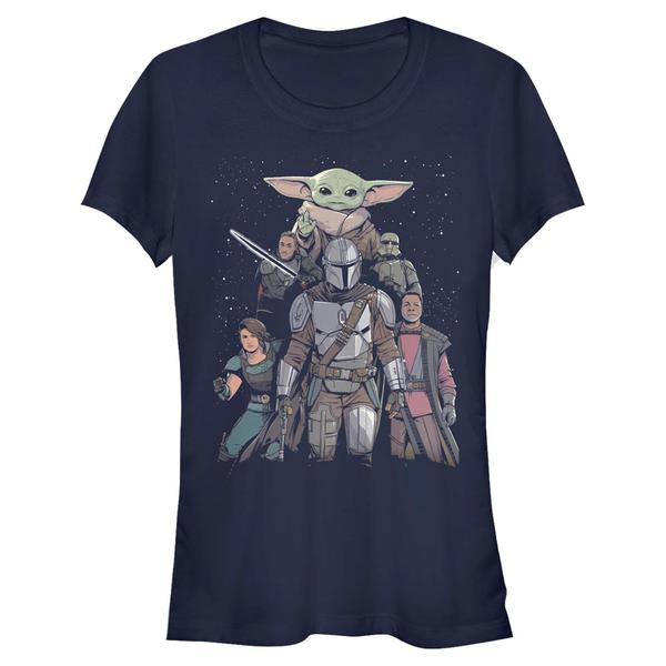 Aperçu: Star Wars - The Mandalorian - Skupina Mandalorian Movie Poster - Femme T-shirt - Bleu marine - Devant