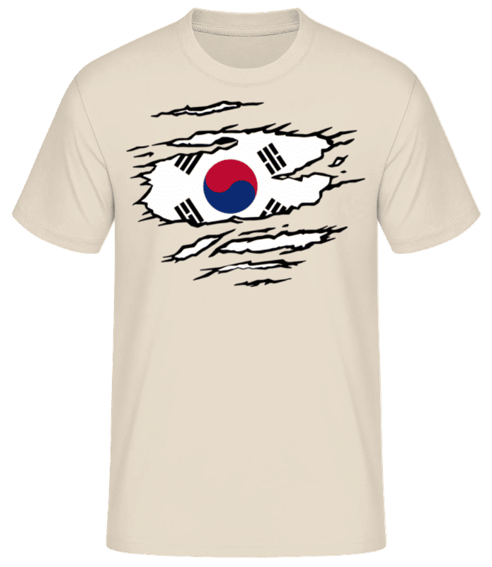 Preview: Ripped Flag South Korea - Men's Basic T-Shirt - Cream - Front
