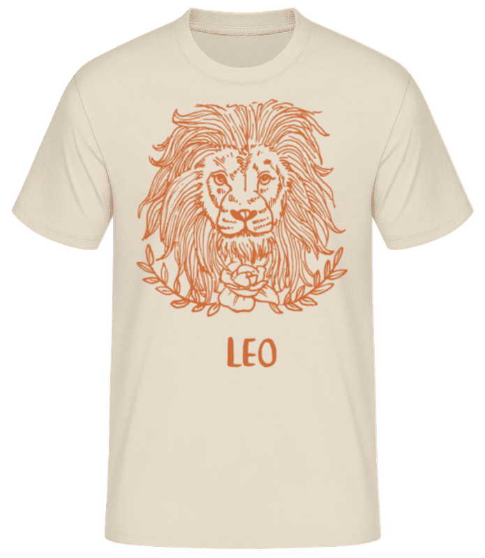 Vorschau: Scribble Style Zodiac Sign Leo - Männer Basic T-Shirt - Creme - Vorne