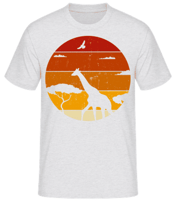  Retro Sunset Giraffe - Camiseta básica para hombre - Gris moteado - delante