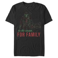 Star Wars - The Mandalorian - Mandalorian & the Child Family Time - Christmas - Men's T-Shirt - Black - Front