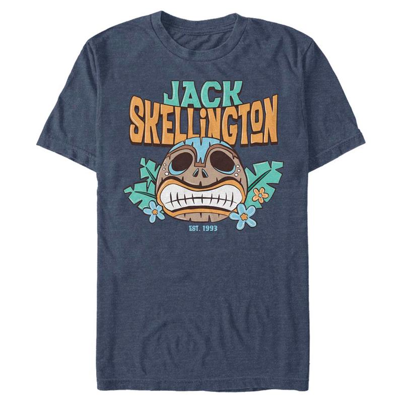 Náhľad: Disney Classics - Predvianočná nočná mora - Jack Tiki - Halloween - Pánske Tričko - Melírovo namornícka modrá - Predné