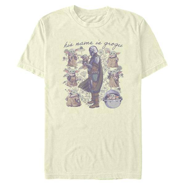 Aperçu: Star Wars - The Mandalorian - Mando & Child Grogu Floral - Homme T-shirt - Crème - Devant