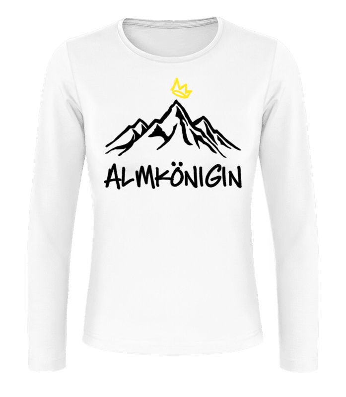 Vorschau: Almkönigin - Frauen Longsleeve Basic - Weiß - Vorne