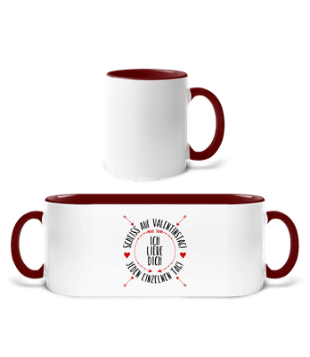 Liebe Dich Jeden Einzelnen Tag - Tasse zweifarbig - Weiß / Bordeaux - Vorne