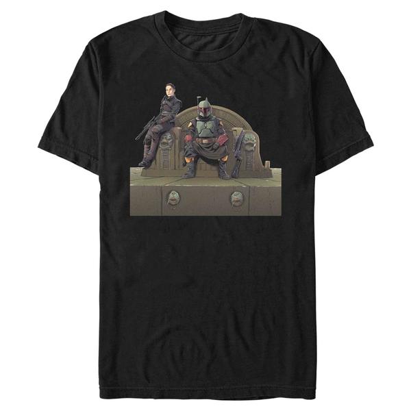 Preview: Star Wars - The Mandalorian - Boba Fett Throne Of Fett - Men's T-Shirt - Black - Front