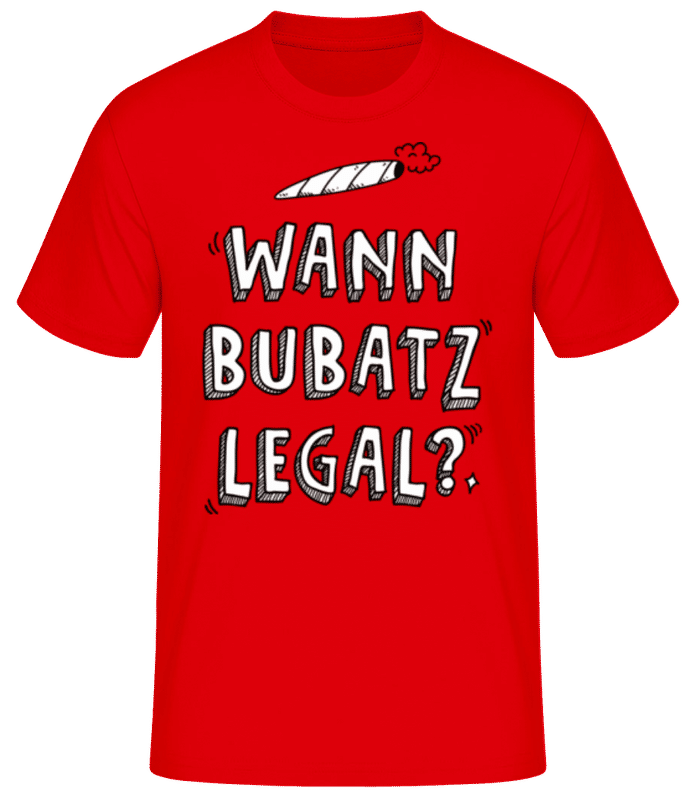 Vorschau: Wann Bubatz Legal - Männer Basic T-Shirt - Rot - Vorne