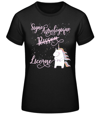 Signe Astrologique Licorne Poisson - T-shirt standard Femme - Noir - Devant