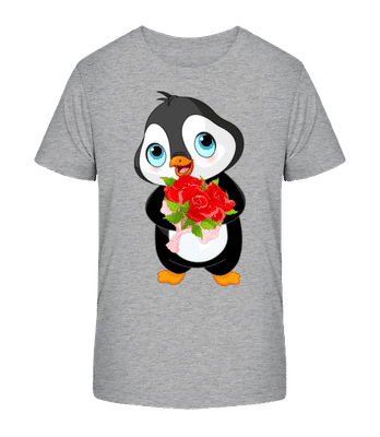 Cute Love Penguin - Kid's Organic T-Shirt Stanley Stella 2.0 - Heather grey - Front