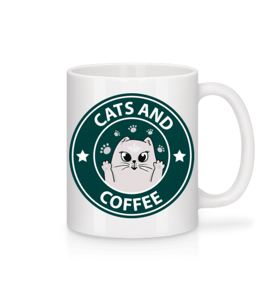 Aperçu: Cats And Coffee - Mug en céramique blanc - Blanc - Devant