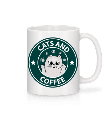 Cats And Coffee - Mug en céramique blanc - Blanc - Devant
