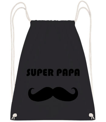 Super Papa Mustache - Drawstring batoh so šnúrkami - Čierna1 - Predné