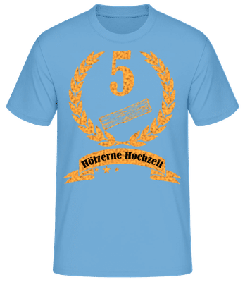Hölzerne Hochzeit - Männer Basic T-Shirt - Hellblau - Vorne