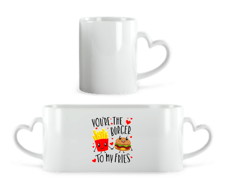 Burger To My Fries - Heart Mug - White - Front