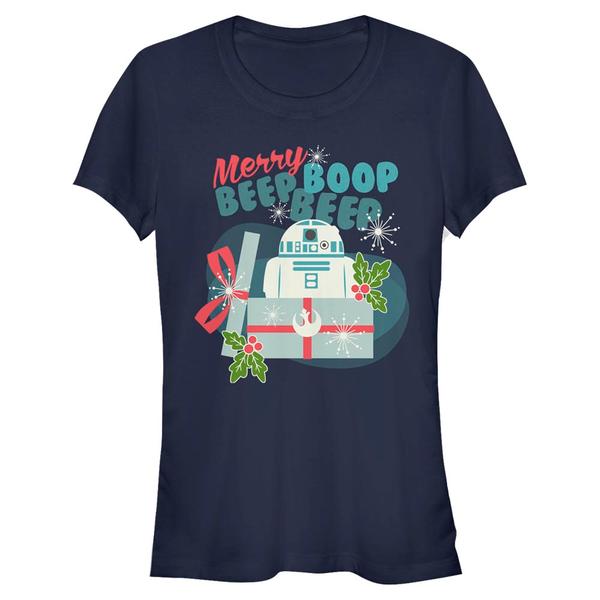 Star Wars - R2-D2 Beep R2 Merry - Christmas - Femme T-shirt - Bleu marine - Devant