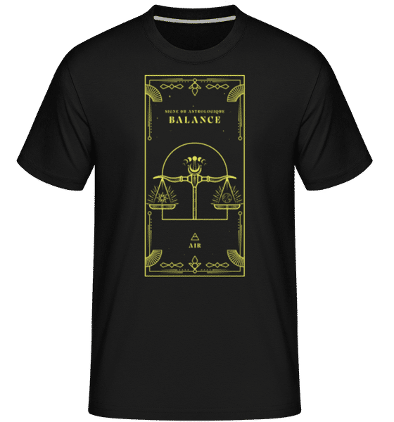 Aperçu: Art Déco Signe Astrologique Balance -  T-Shirt Shirtinator homme - Noir - Devant