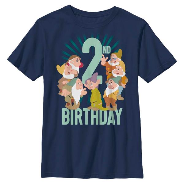 Aperçu: Disney - Blanche-Neige et les Sept Nains - Skupina Dwarves Second Bday - Enfant T-shirt - Bleu marine - Devant