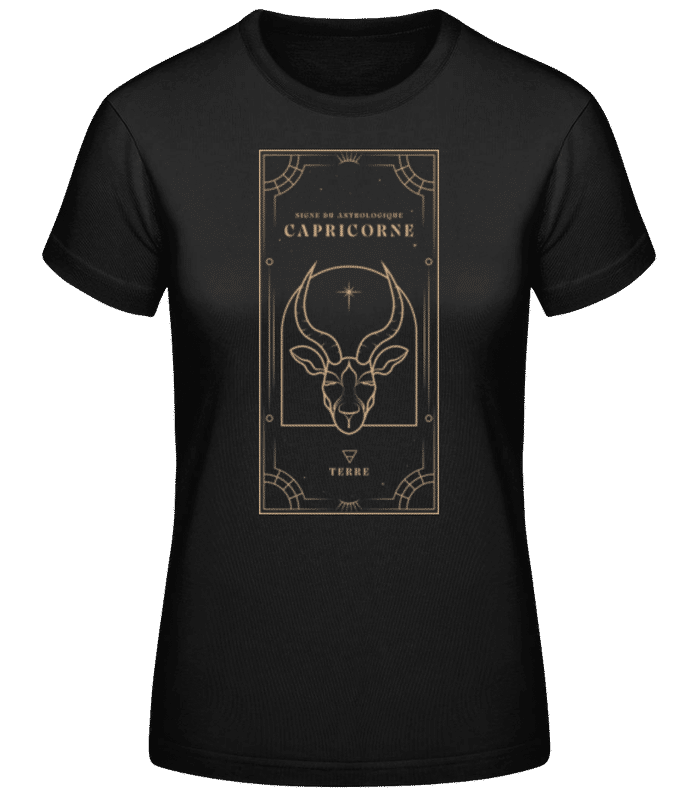 Aperçu: Art Déco Signe Astrologique Capricorne - T-shirt standard Femme - Noir - Devant