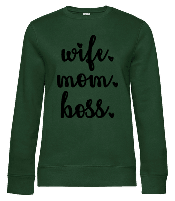 Motiv Wife Mom Boss - Frauen Standard Pullover - Flaschengrün - Vorne