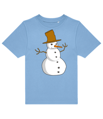 Bonhomme De Neige Avec Chapeau - T-shirt enfants B&C - Bleu clair - Devant
