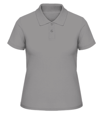 Polo en piqué fin pour femmes - Gris chiné - Devant