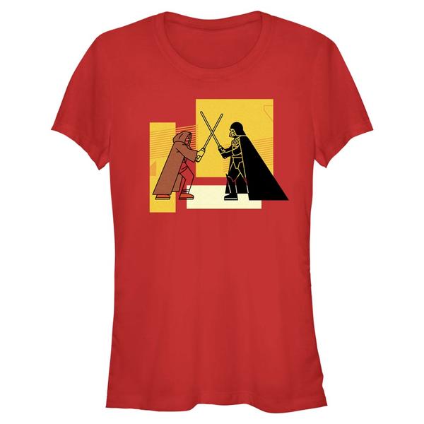 Aperçu: Star Wars - Obi-Wan Kenobi - Obi-Wan Kenobi & Darth Vader Blocky Vader vs Obi Wan - Femme T-shirt - Rouge - Devant