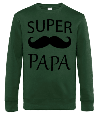 Super Papa Mustache - Sweat-shirt standard pour homme - Vert bouteille - Devant