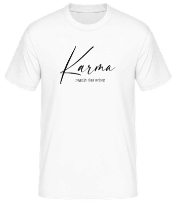 Karma Regelt Das Schon - Männer Basic T-Shirt - Weiß - Vorne