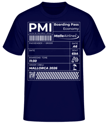 Groom Boarding Pass Mallorca JGA - Männer T-Shirt B&C - Marine - Vorne