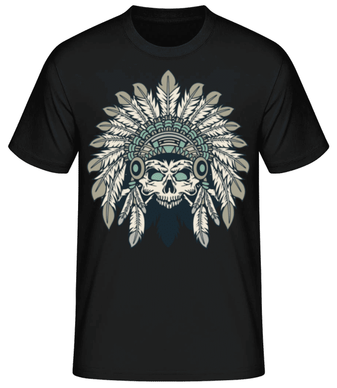 Vorschau: Indian Headdress Skull - Männer Basic T-Shirt - Schwarz - Vorne