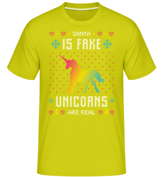 Preview: Santa Is Fake Unicorns Are Real -  Shirtinator Men's T-Shirt - Lime - Front