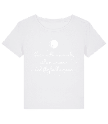Mermaids Unicorn And Fly To The Moon - T-shirt bio Femme Stanley Stella 2.0 - Blanc - Devant