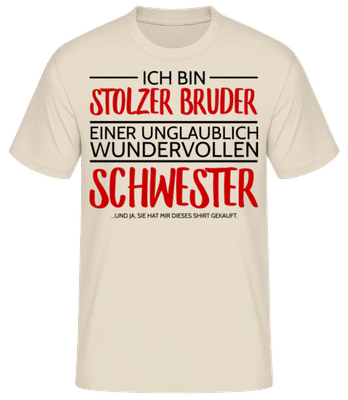 Stolzer Bruder Einer Schwester - Männer Basic T-Shirt - Creme - Vorne