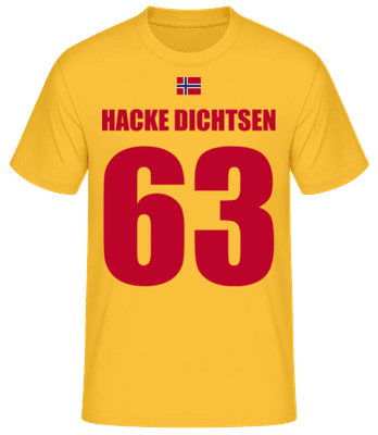 Norwegen Fußball Trikot Hacke Dichtsen - Männer Basic T-Shirt - Goldgelb - Vorne
