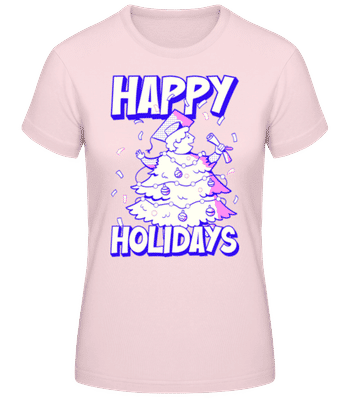 Happy Holidays - Frauen Basic T-Shirt - Rosa - Vorne