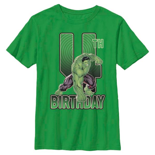 Preview: Marvel - Avengers - Hulk 4th Bday - Birthday - Kids T-Shirt - Kelly green - Front