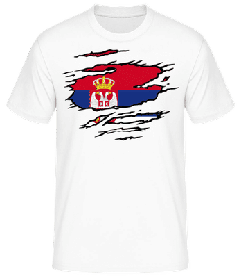 Drapeau déchiré Serbie - T-shirt standard Homme - Blanc - Devant