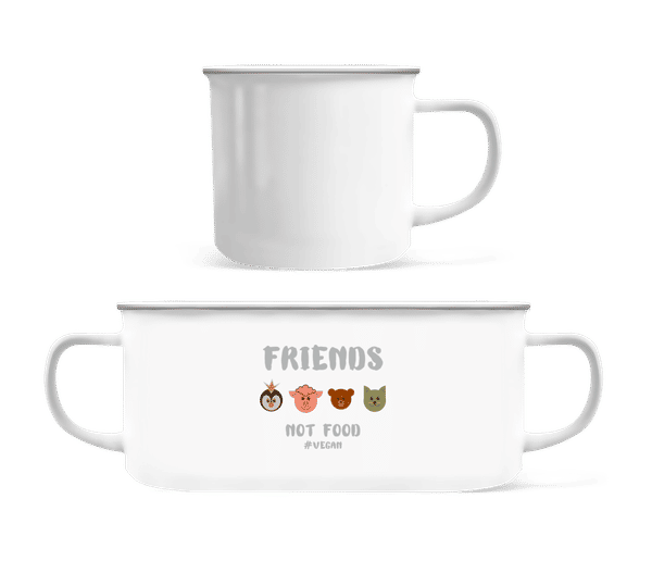 Vorschau: Friends Not Food - Emaille-Tasse - Weiß - Vorne