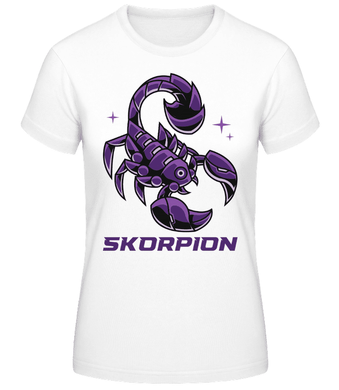 Vorschau: Mecha Roboter Sternzeichen Skorpion - Frauen Basic T-Shirt - Weiß - Vorne