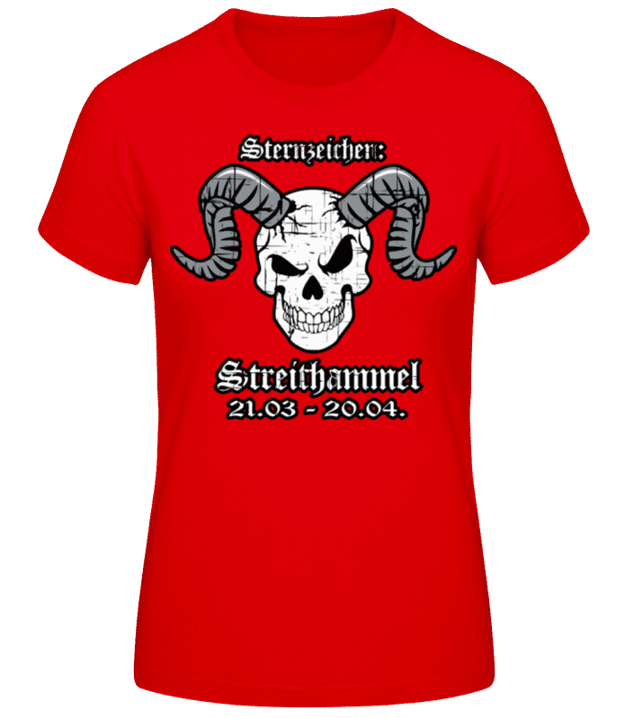 Vorschau: Metal Sternzeichen Strithammel - Frauen Basic T-Shirt - Rot - Vorne
