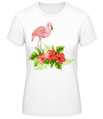Flamant rose au paradis côté droit - T-shirt standard Femme - Blanc - Devant